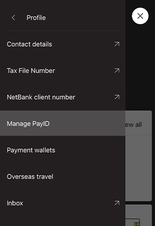Step 1: open PayID in Commbank app