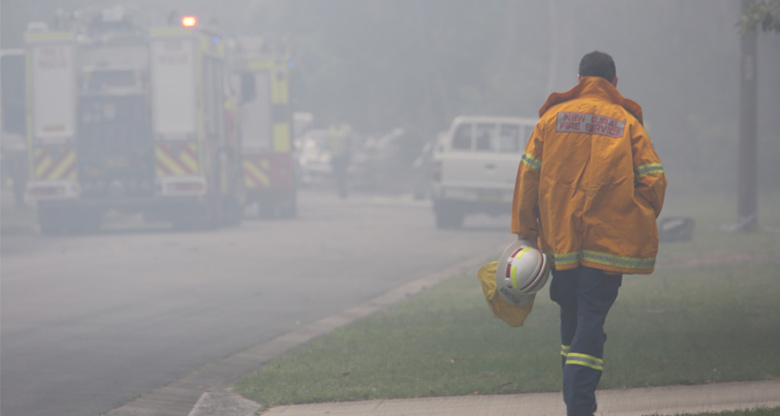 A Rural Fire Services worker on duty