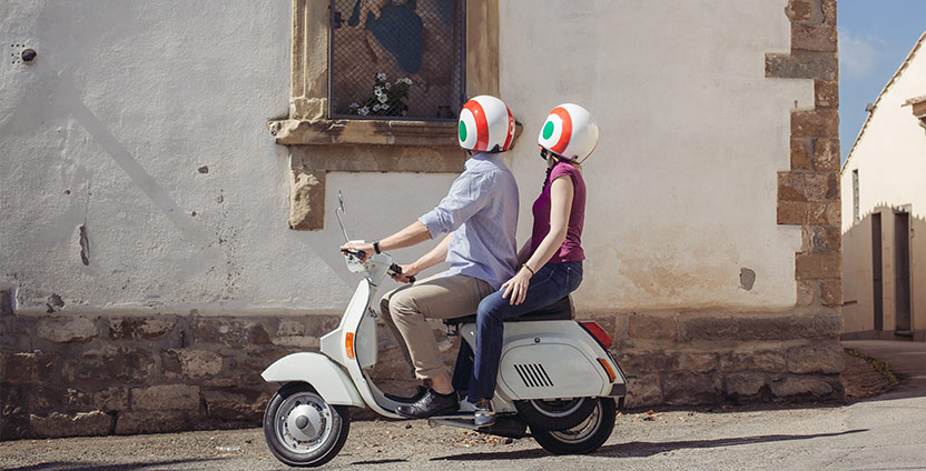 Couple on moped