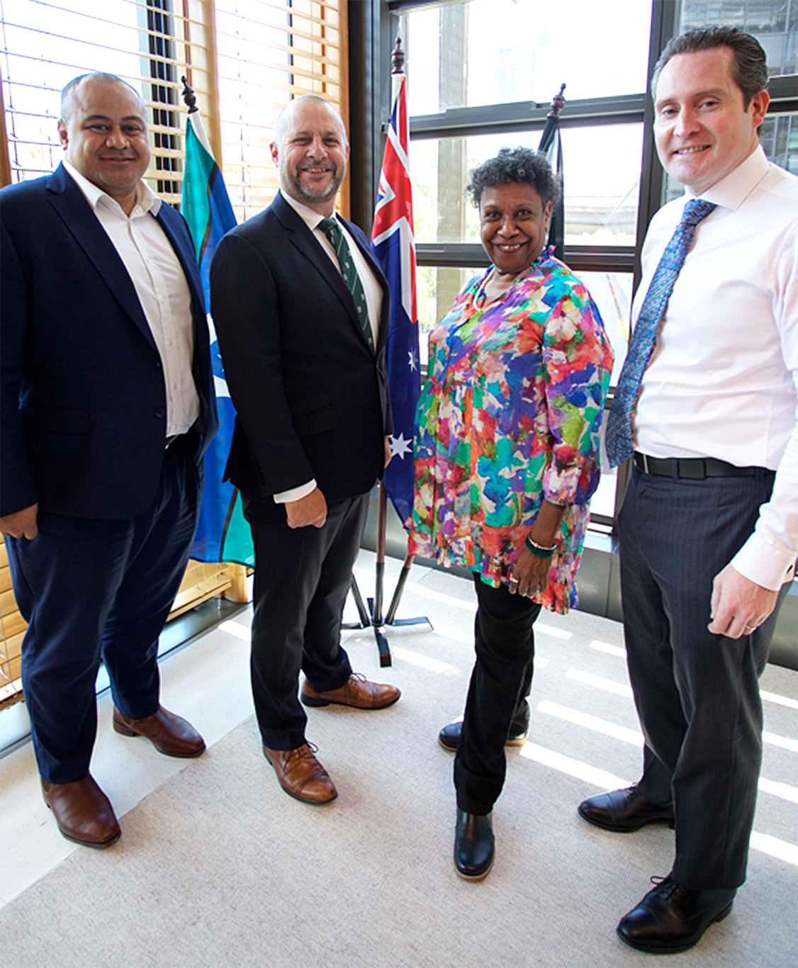 Amo Tauialo, CBA Group Auditor; Andre Casson, BBC Headmaster; Aunty Gail Mabo; Alan Docherty, Group Chief Financial Officer