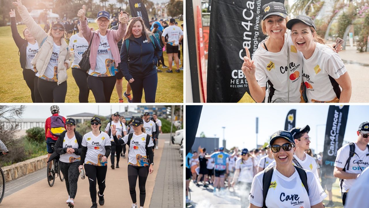 Can4Cancer 2022 walks in Melbourne, Brisbane, Adelaide and Perth (clockwise from top left)