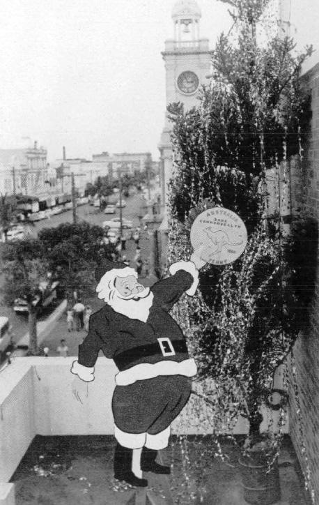 A life-size Santa Claus decoration