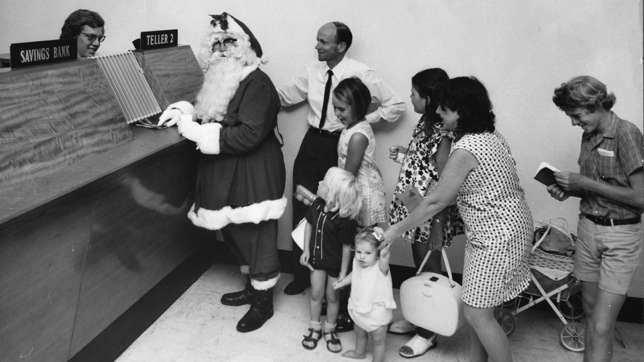 Santa visits a Commonwealth Bank branch