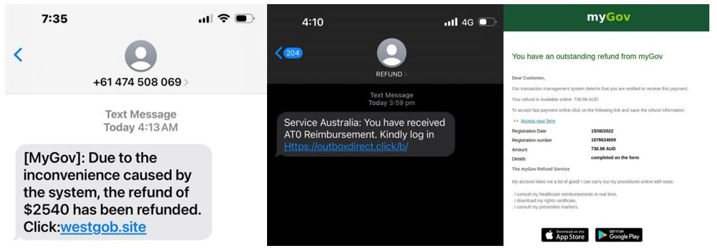 Image of example phishing tax scams