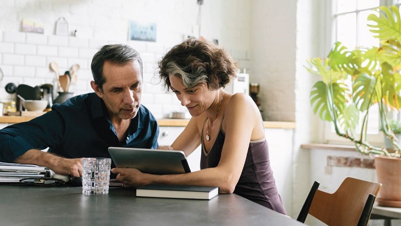 Couple at dining table