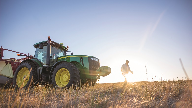 Farmer on crop sprayer