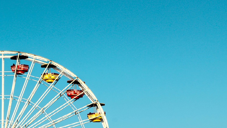Ferris wheel against a blue sky