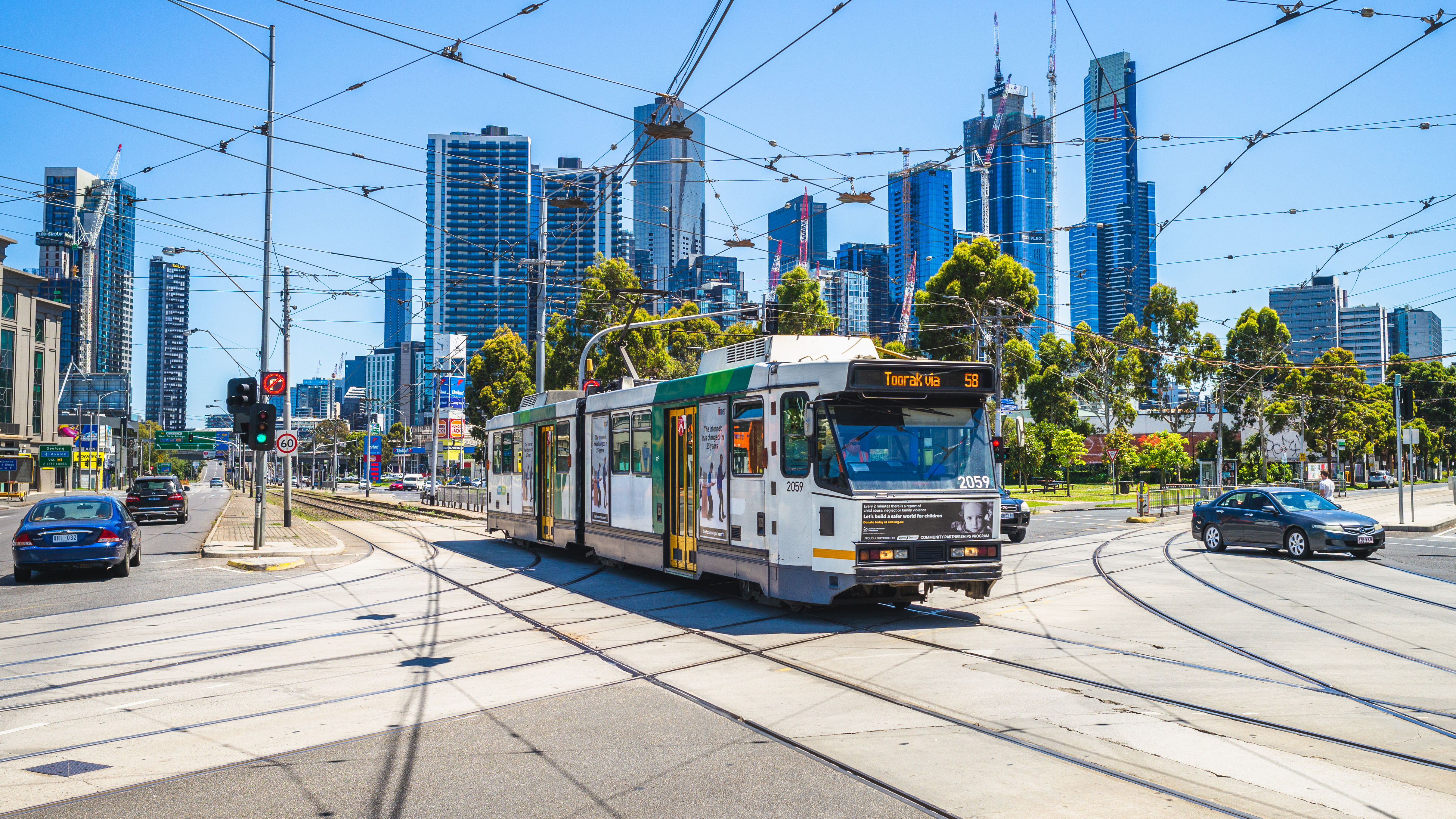 Trams in Melbourne, Victoria.