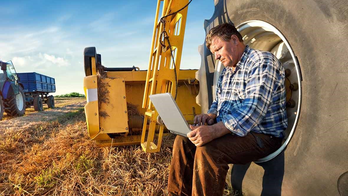 Man with agriculture equipment