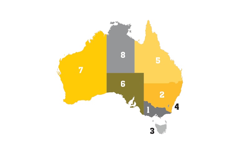 July 2019 CommSec State of the States Map