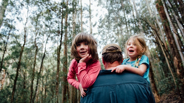 father and children