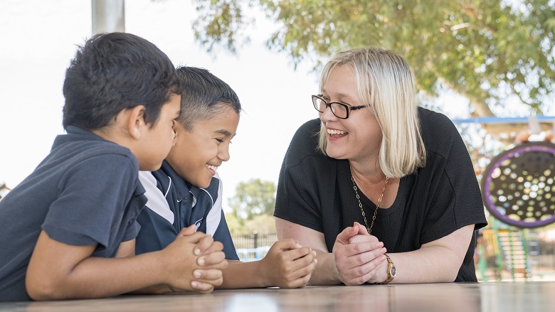 Teacher with children