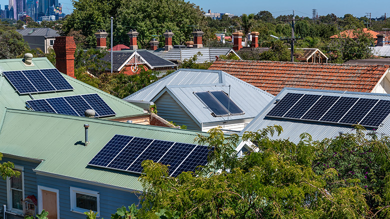 Solar panels on Australian homes