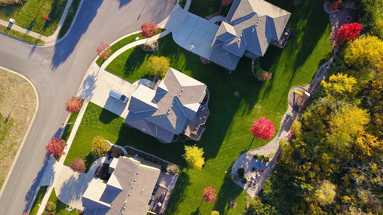 Aerial view of houses