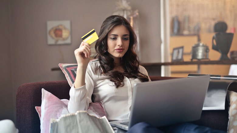 Woman online shopping