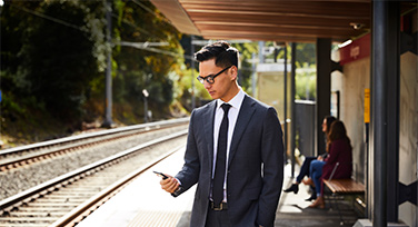 Man on train platform