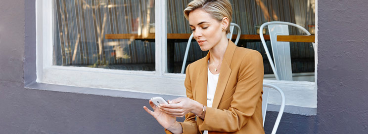 woman using her phone