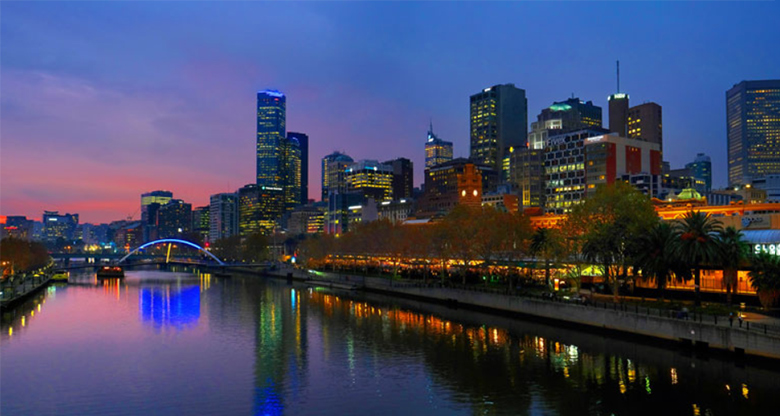 A city view at nighttime