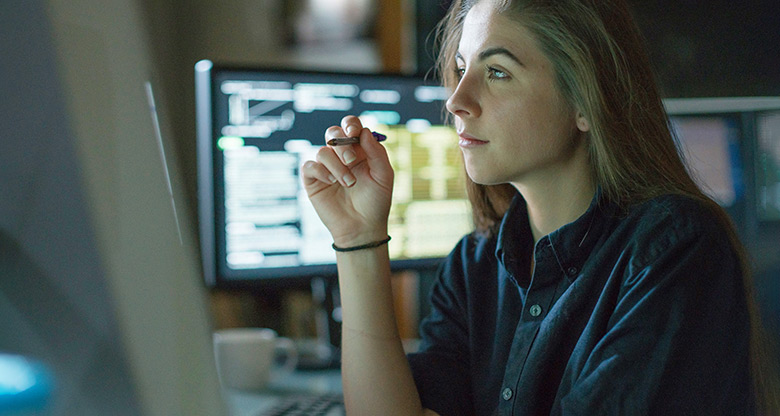 Young woman working on her computer