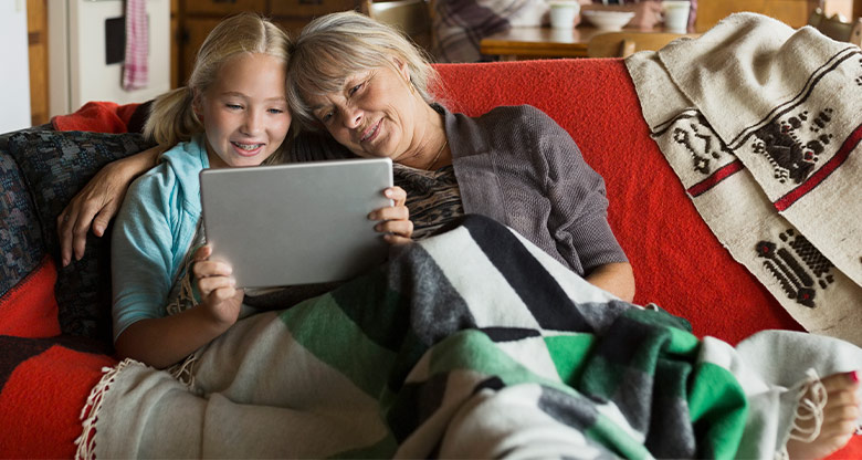 Woman and grand-daughter