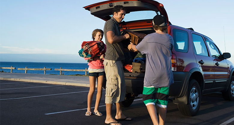 A family on a road trip