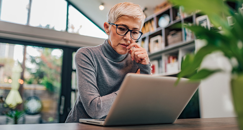 Woman working on her laptop