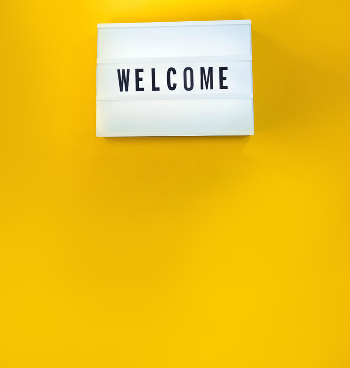 Sign saying 'Welcome'