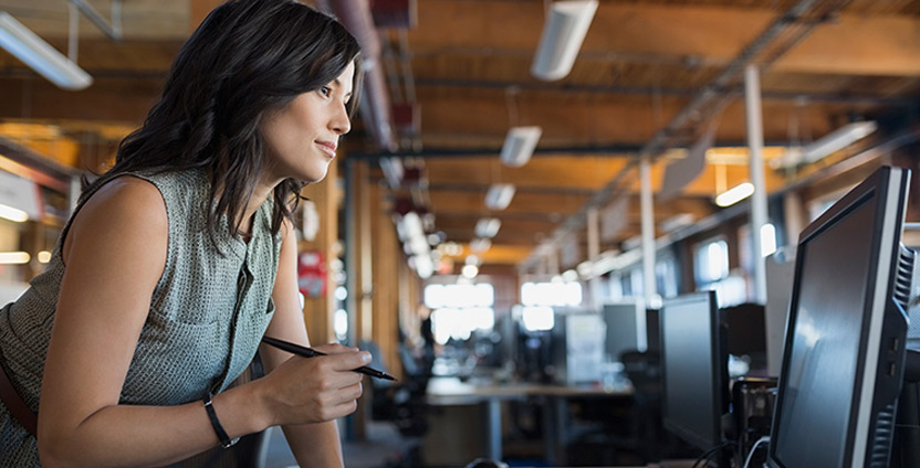 woman at computer working