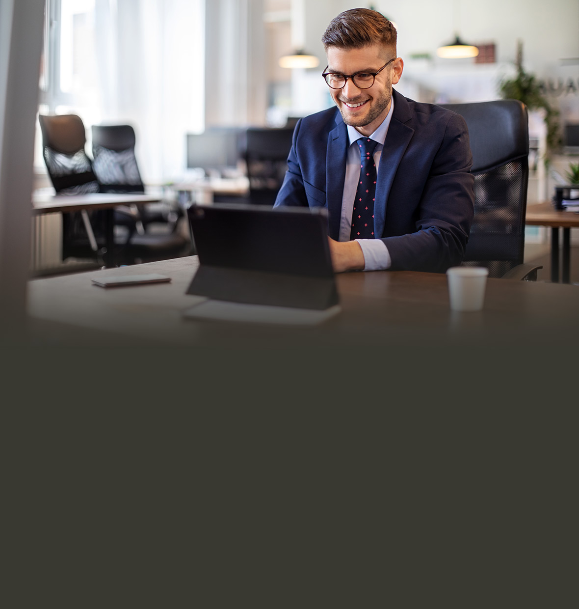 Businessman working on his laptop