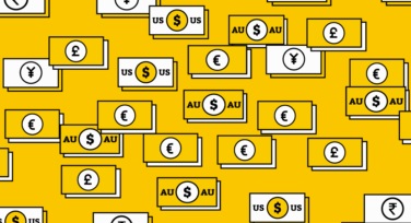 Screenshot from video of global bank notes filling screen