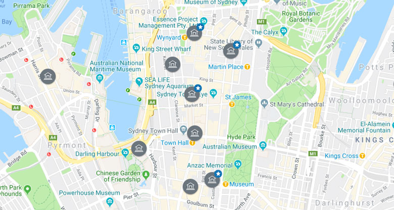 Map of Sydney city