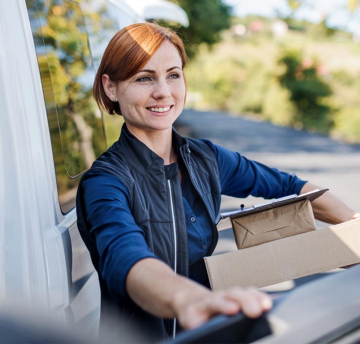Woman delivering parcels