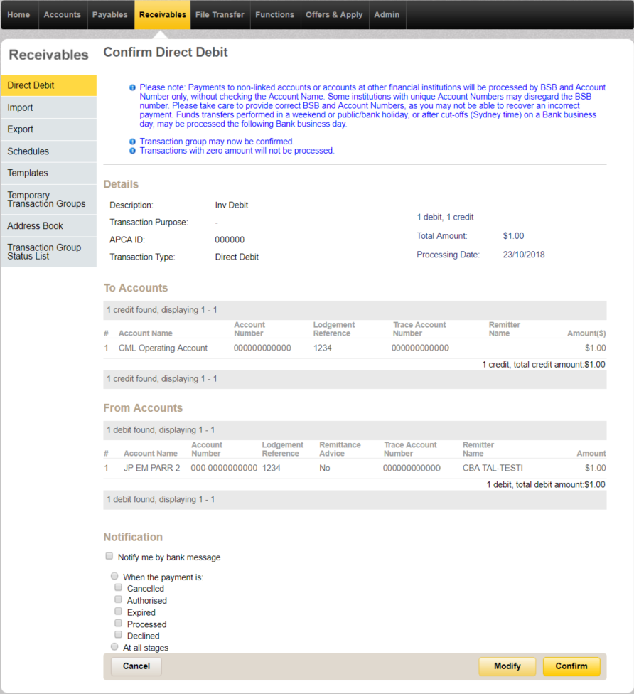 How to make a direct debit step 3