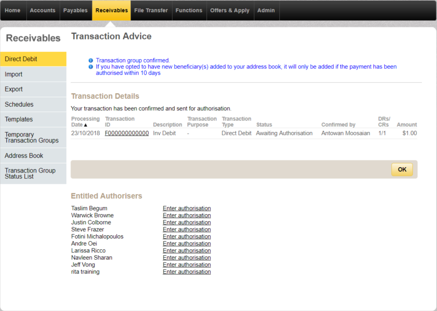 How to make a direct debit step 4