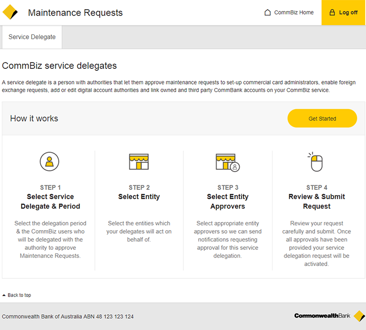 Add Service Delegate Commbank