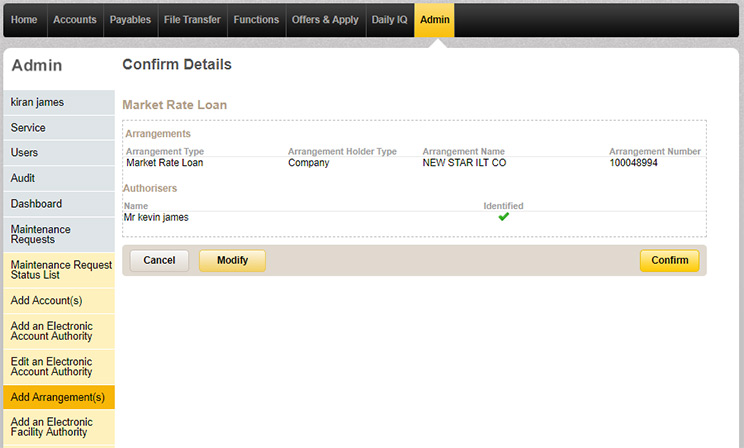 The arrangement summary page for new arrangements that have been added.