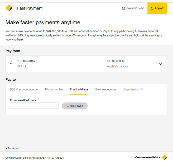 Making A Fast Payment - Commbank