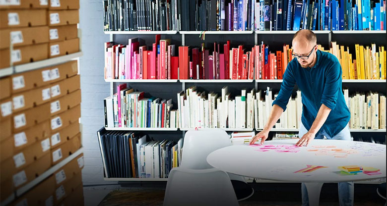 Man working in a library