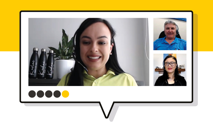 Business owner video calling other business owners to chat about challenges