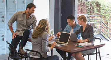 Business people working at a desk