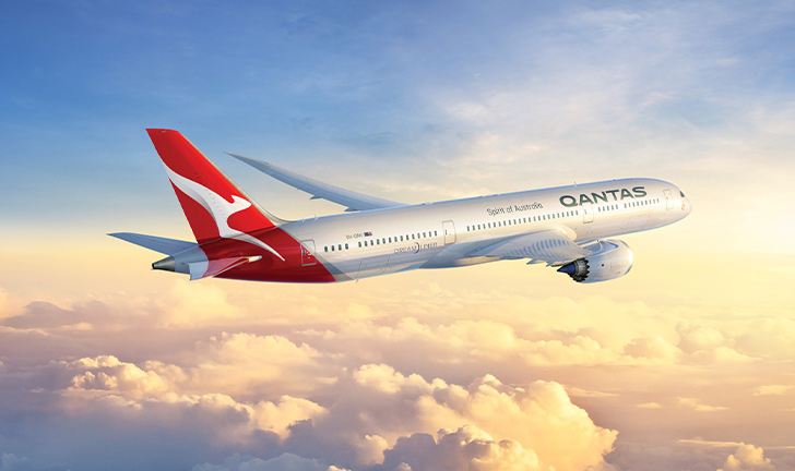 Qantas airplane flying
