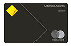 Horizontal front view of a Ultimate Awards credit card with visible CommBank and Visa logos