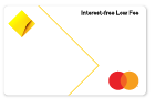 Horizontal front view of a Interest Free Low Fee card with visible CommBank and Mastercard logos