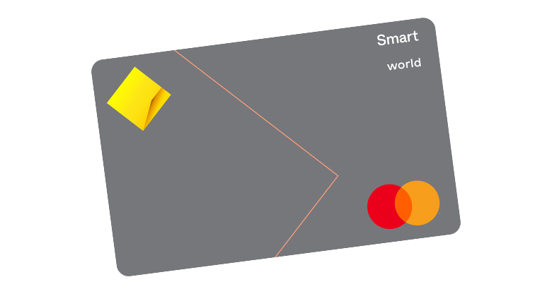 Front view of a Smart Awards credit card with visible CommBank and Mastercard logos