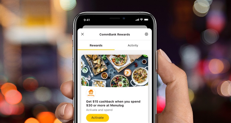 Mobile screen: CommBank Rewards in the CommBank app
