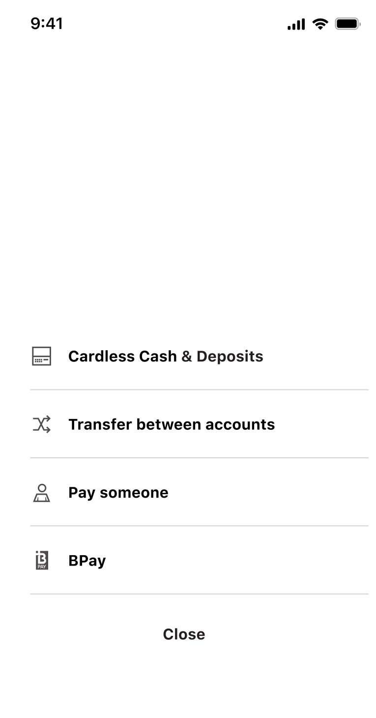 CommBank app payee list