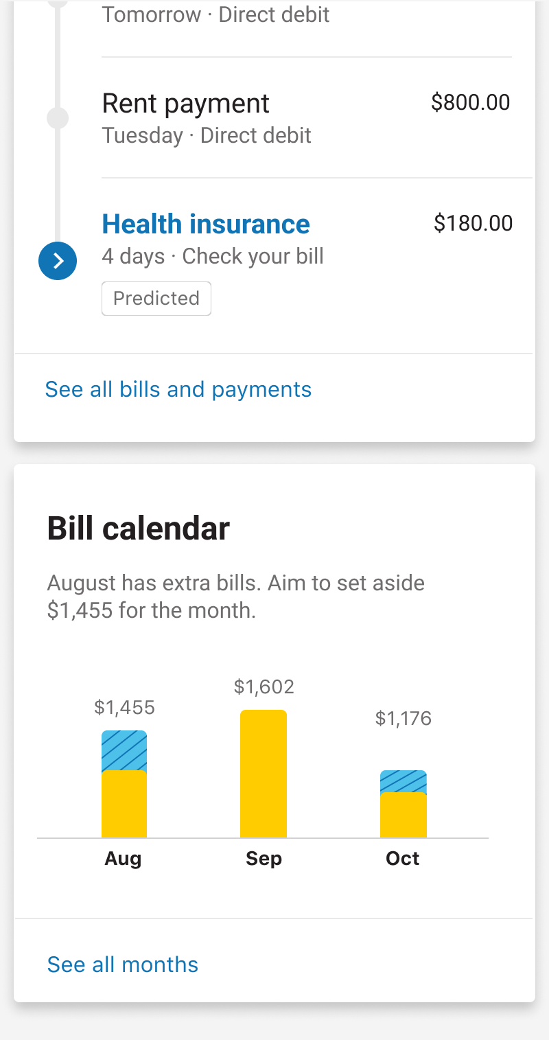 Screenshot: Bill Calendar