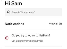 CommBank app notification: "Did you try to log on to NetBank?"
