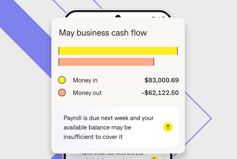 CommBank App screen, showing CommBank Companion screen business cash flow