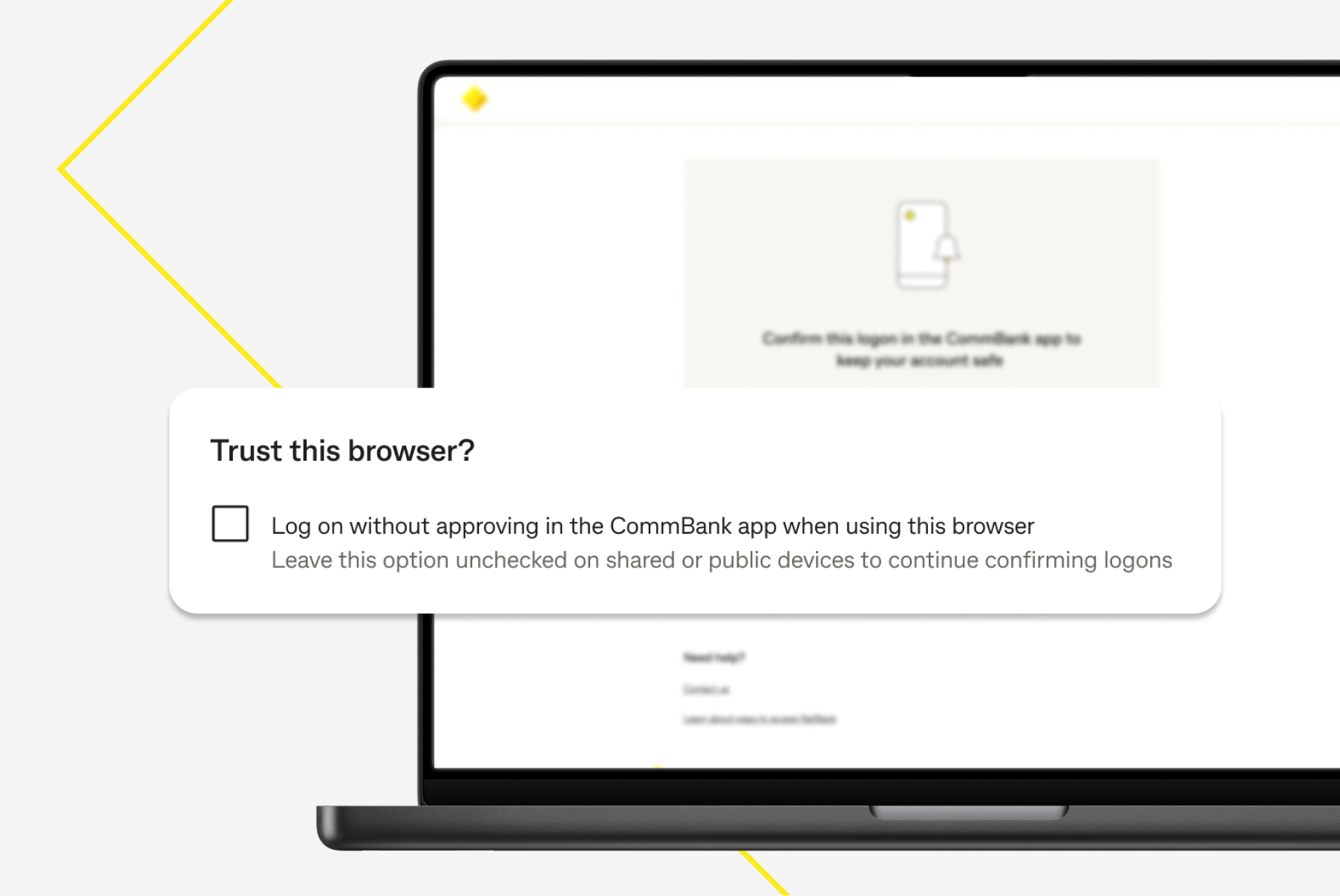 CommBank App authentication check screen: "Did you try to log on to NetBank?"
